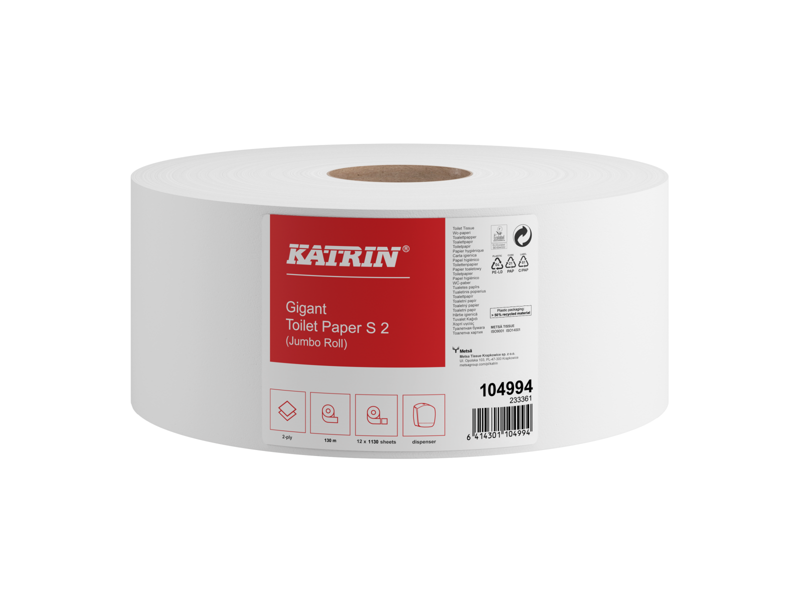 Papier toaletowy Katrin 104994 / 121050 Jumbo x12 130m